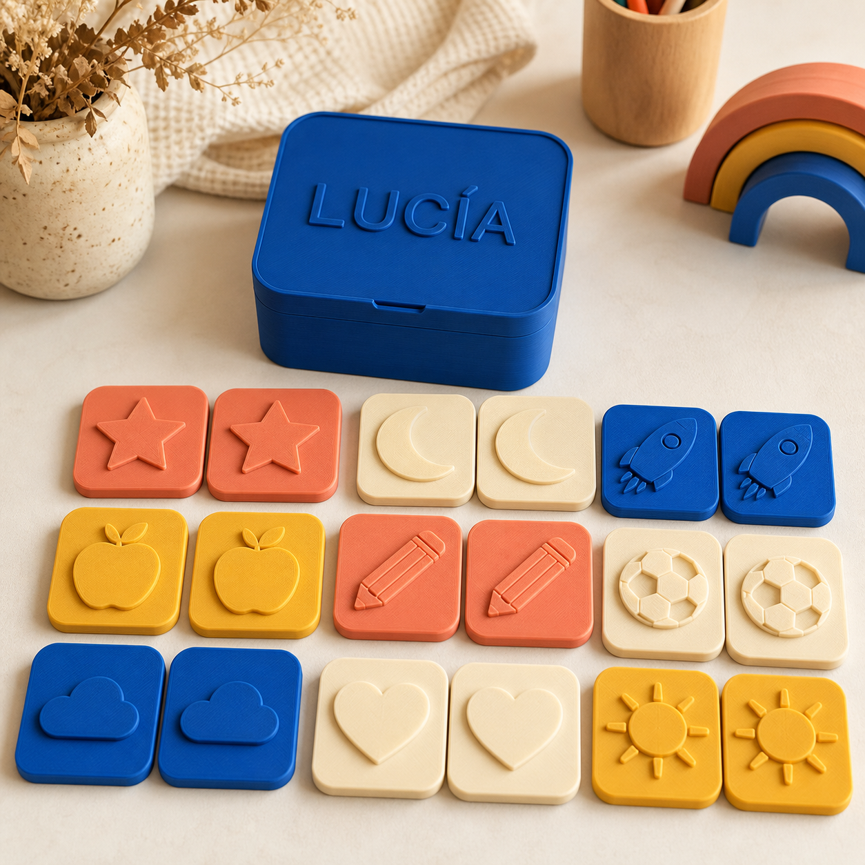 Juego de memoria personalizado, producto impreso en 3D